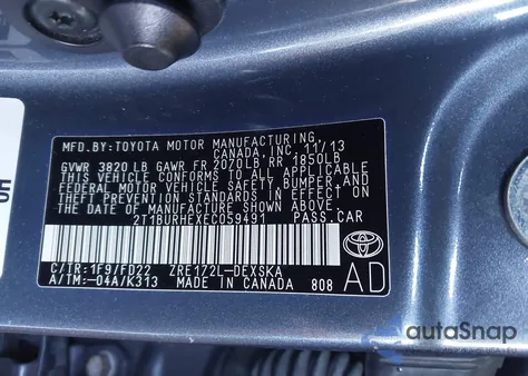 2014 Toyota Corolla S Plus z USA, uszkodzony, nr VIN 2T1BURHEXEC059491